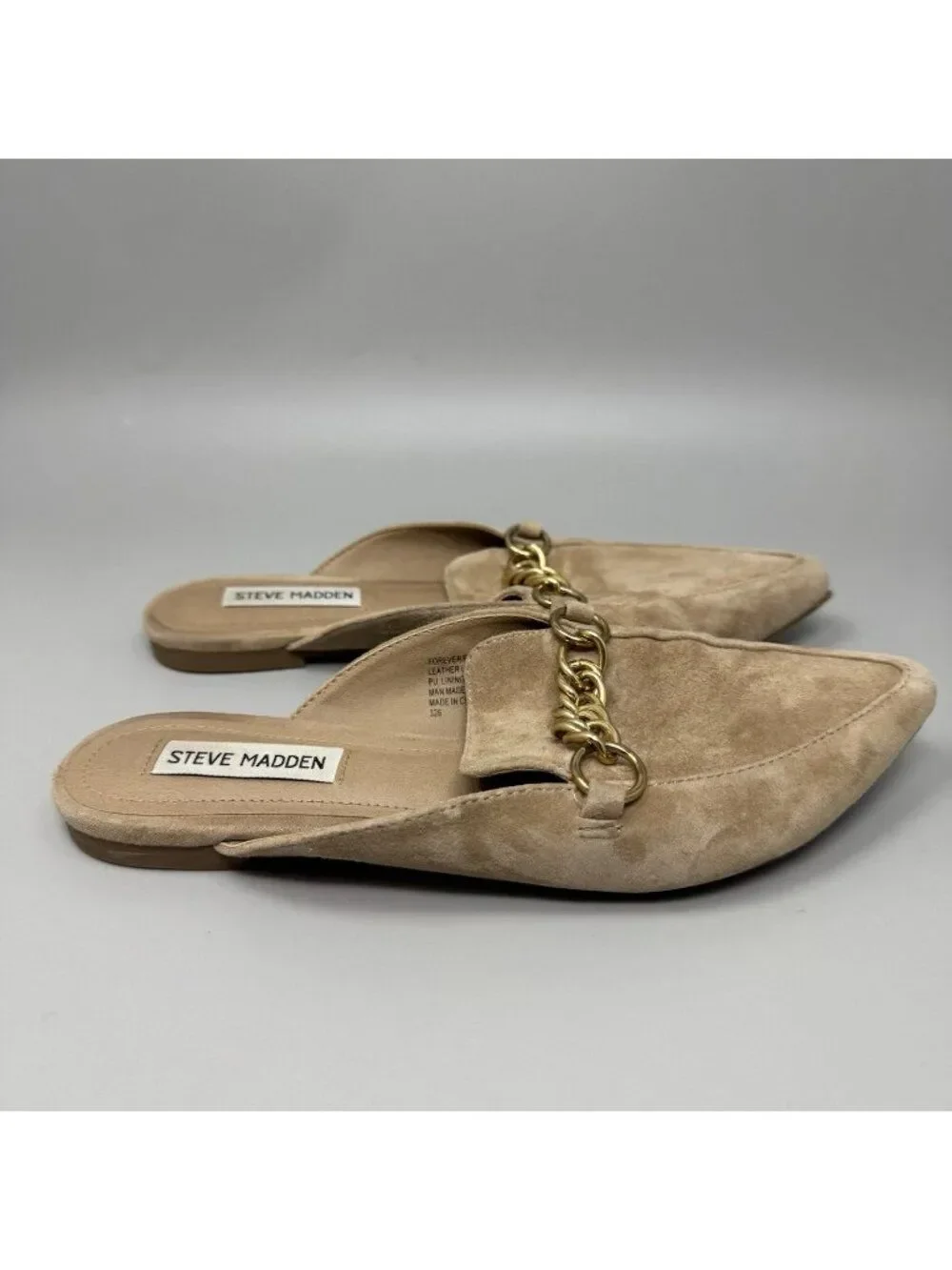 Steve Madden Forever Flats Loafers Chain Tan Beige Size 7M Womens
